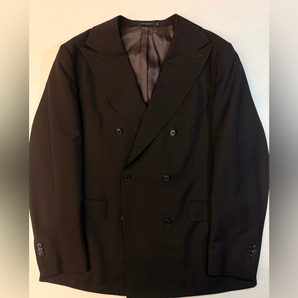 SUITSUPPLY Brown Wool Mohair Double Breasted Milano Blazer 44R XL